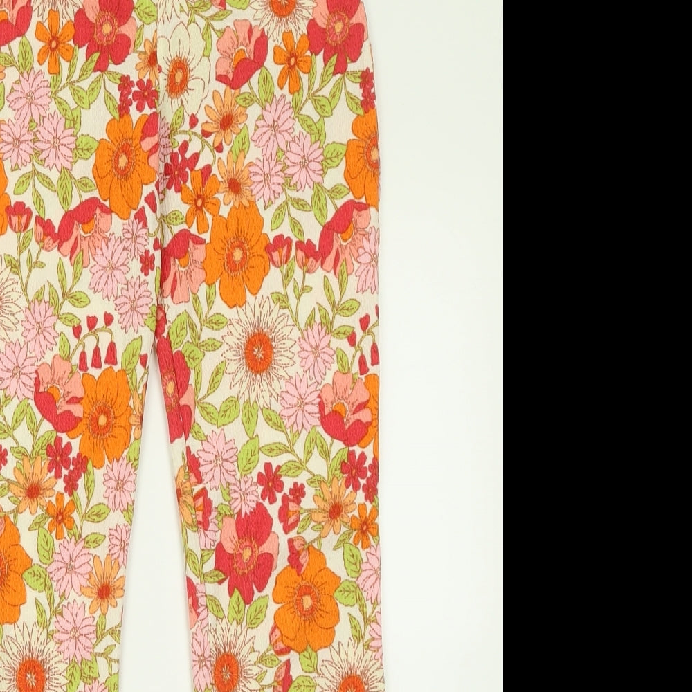 Matalan Girls Orange Floral Polyester Capri Trousers Size 11 Years