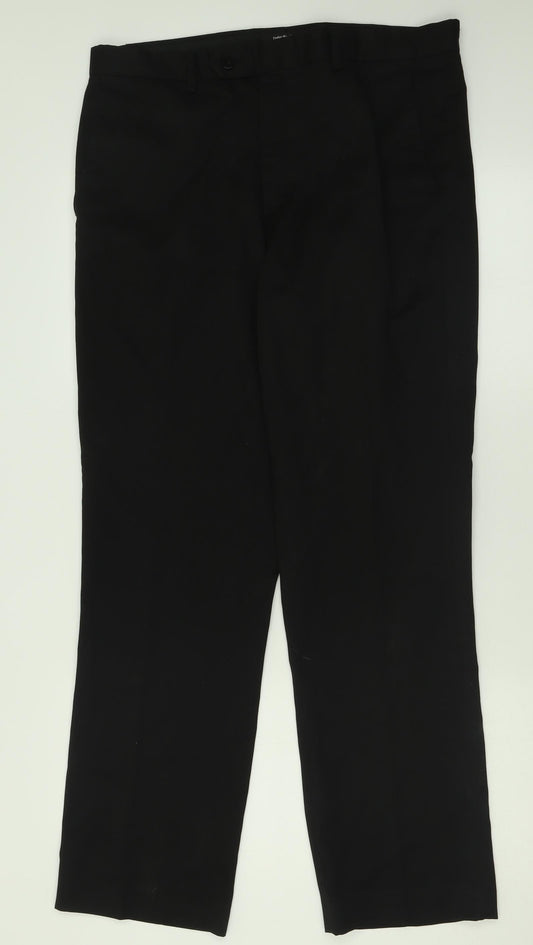 Cedar Wood State Mens Black  Polyester Trousers  Size 34 in L31 in Regular Button