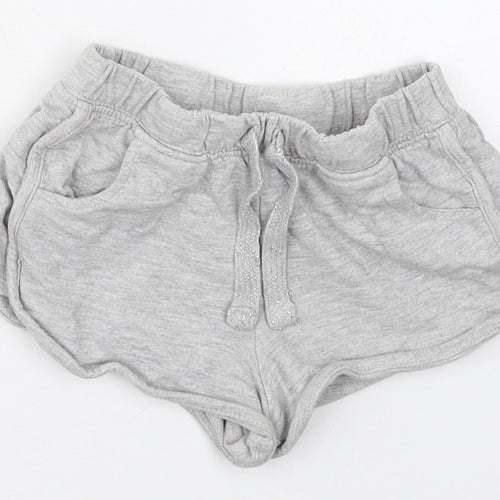 Matalan Girls Grey  Cotton Sweat Shorts Size 4 Years  Regular Drawstring