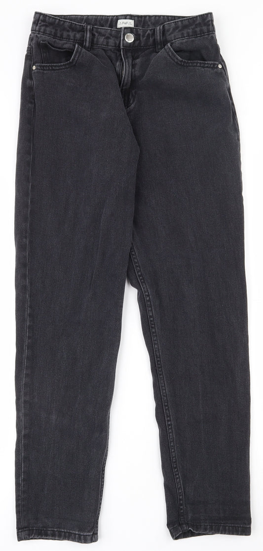 F&F Girls Black  100% Cotton Straight Jeans Size 13-14 Years  Regular Zip