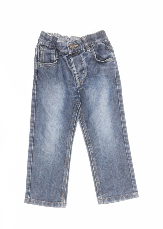 George Boys Blue  Cotton Straight Jeans Size 3-4 Years  Regular Zip