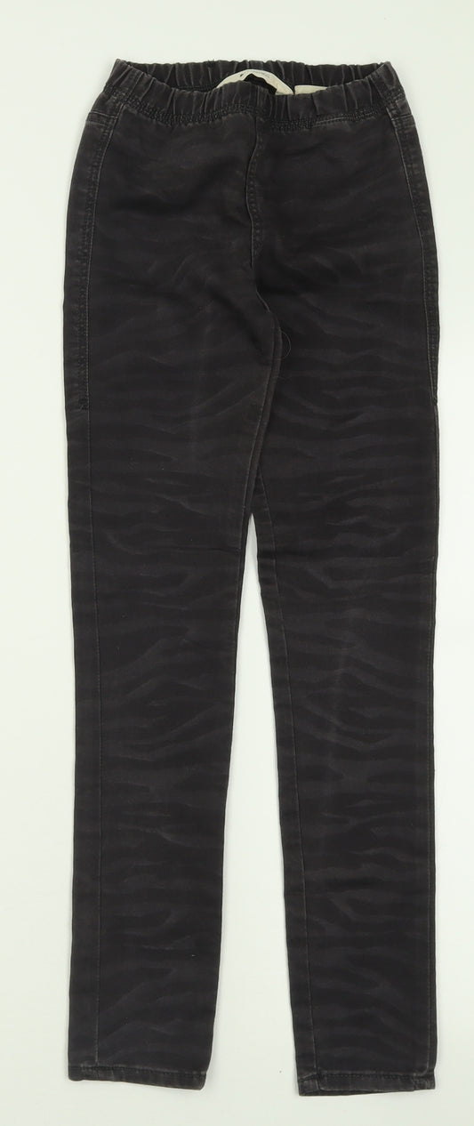 H&M Girls Black Animal Print Cotton Jegging Trousers Size 10-11 Years  Regular Pullover