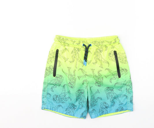 F&F Boys Blue Colourblock Polyester Bermuda Shorts Size 6-7 Years  Regular  - Dinosaurs swim shorts