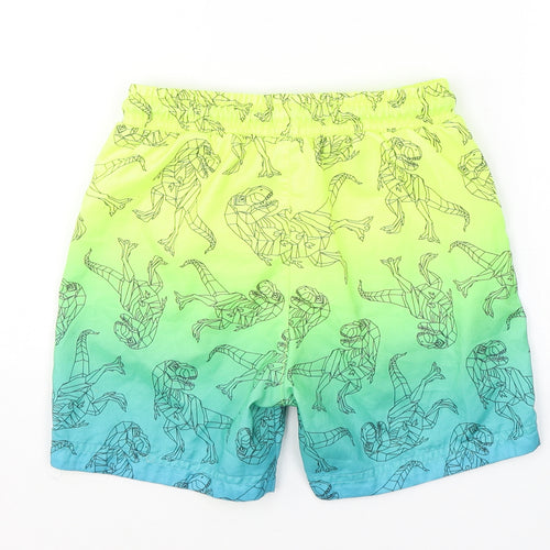 F&F Boys Blue Colourblock Polyester Bermuda Shorts Size 6-7 Years  Regular  - Dinosaurs swim shorts