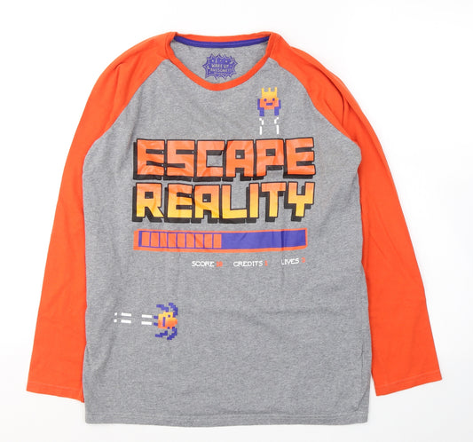 Blue Zoo Boys Grey Colourblock Cotton  Nightshirt Size 13-14 Years  Pullover - Escape Reality