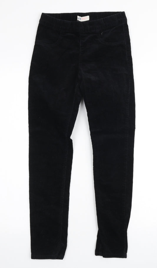 H&M Girls Black  Cotton Jegging Jeans Size 10-11 Years  Slim Pullover