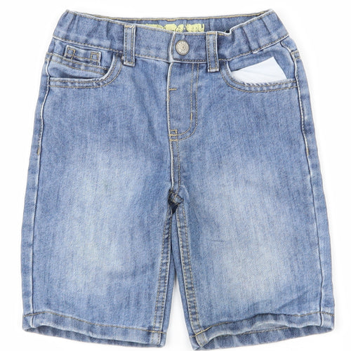 Denim & Co. Boys Blue  Cotton Chino Shorts Size 4-5 Years  Regular Zip