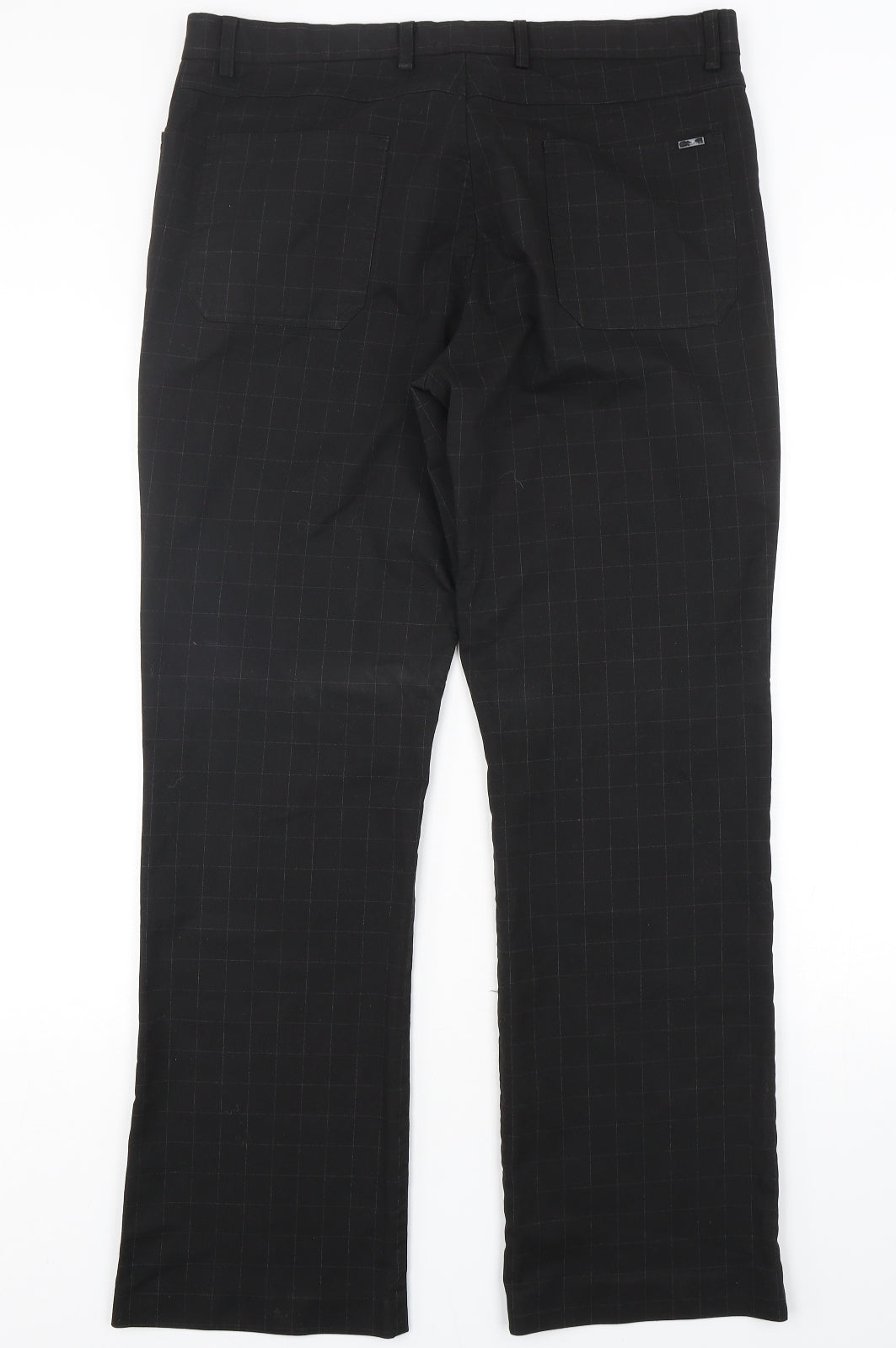 River Island  Mens Black Check Polyester Trousers  Size 36 L31 in Regular Button