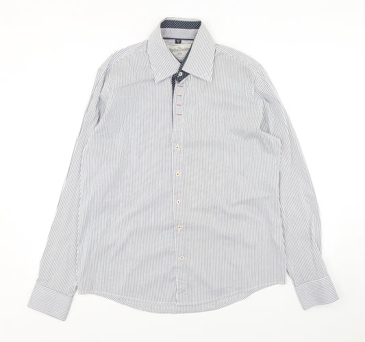The Spitalfields Shirt Mens Multicoloured Striped Cotton  Dress Shirt Size XL Collared Button