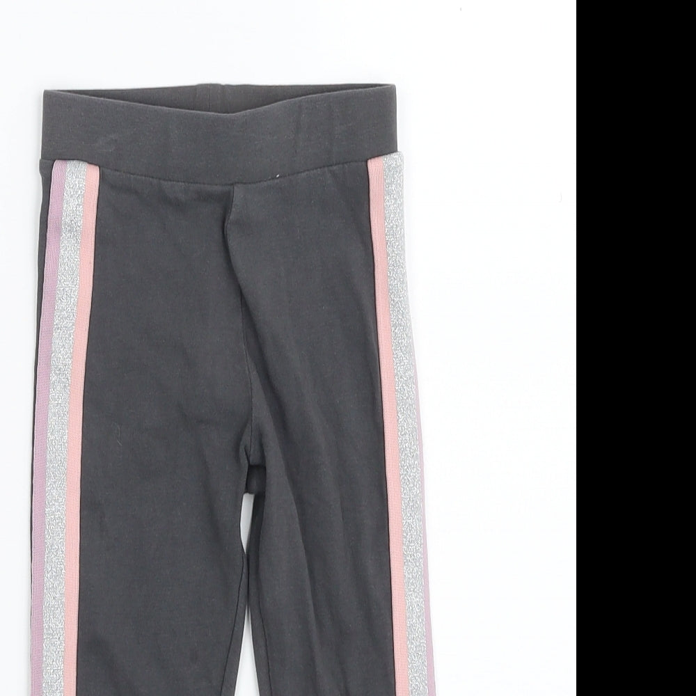 Nutmeg Girls Grey Striped Cotton Jegging Trousers Size 3-4 Years  Slim