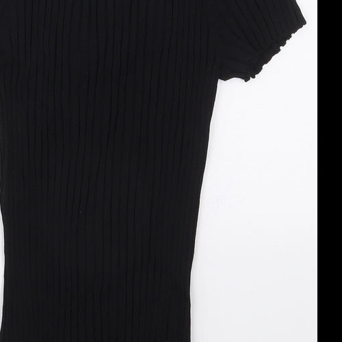 Medici Womens Black  Viscose Basic T-Shirt Size M Scoop Neck