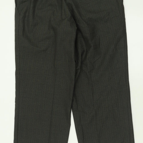Brook Taverner Mens Green Striped Polyester Trousers  Size 34 L29 in Regular Hook & Eye - Short