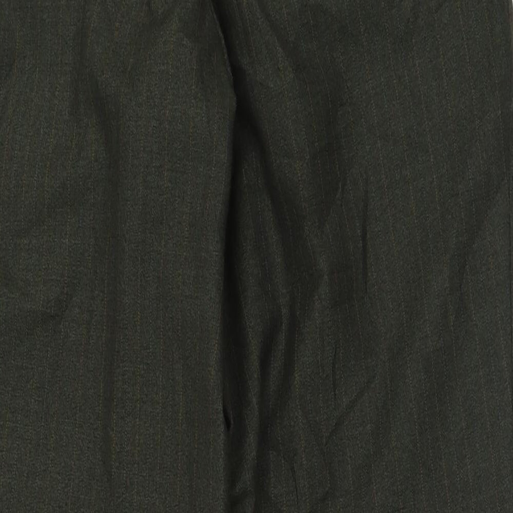 Brook Taverner Mens Green Striped Polyester Trousers  Size 34 L29 in Regular Hook & Eye - Short