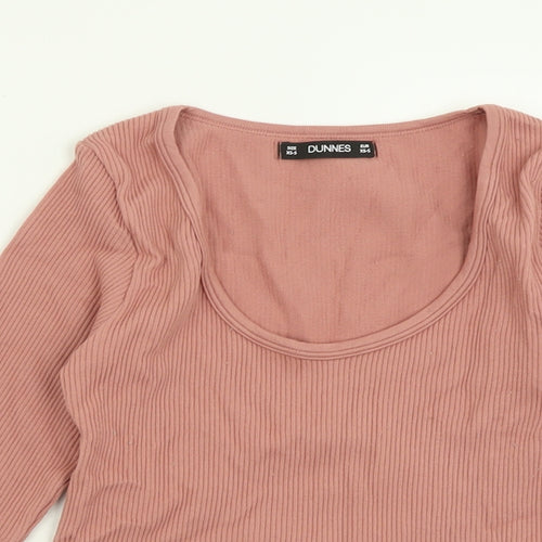 Dunnes Stores Womens Pink  Nylon Cropped Casual Size XS Scoop Neck Pullover