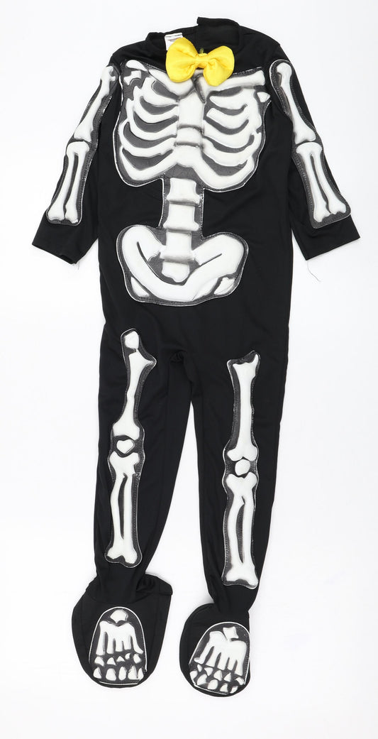 Spooktacular Boys Black Solid Polyester  One Piece Size 3 Years  Hook & Loop - Skeleton, Costume, Halloween