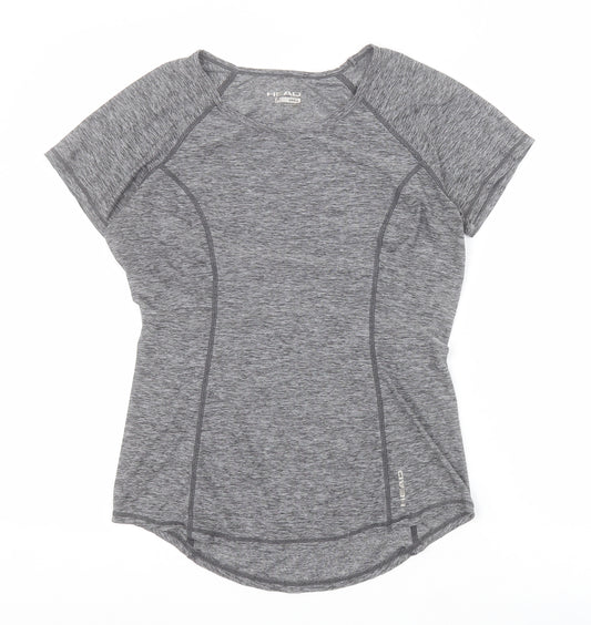 HEAD Womens Grey  Polyester Basic T-Shirt Size S Round Neck Pullover