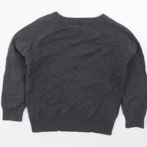 NEXT Boys Grey V-Neck  Cotton Pullover Jumper Size 5-6 Years  Pullover