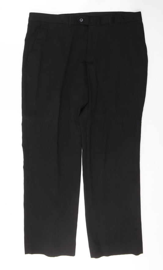 NEXT Mens Black  Polyester Trousers  Size 36 in L28 in Regular Button