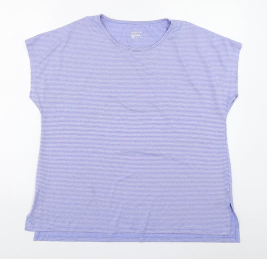 Dunnes Stores Womens Purple  Polyester Basic T-Shirt Size L Boat Neck Pullover