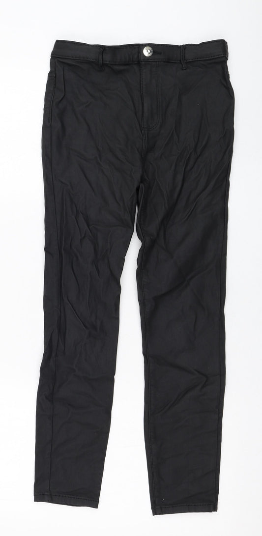 River Island Girls Black  Viscose Capri Trousers Size 10 Years  Regular Zip