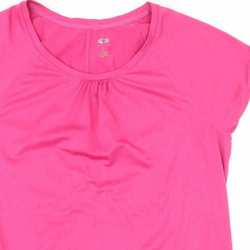 Athletic Works Womens Pink  Polyester Basic T-Shirt Size L Scoop Neck Pullover