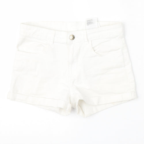 H&M Girls White  Cotton Boyfriend Shorts Size 12 Years  Regular