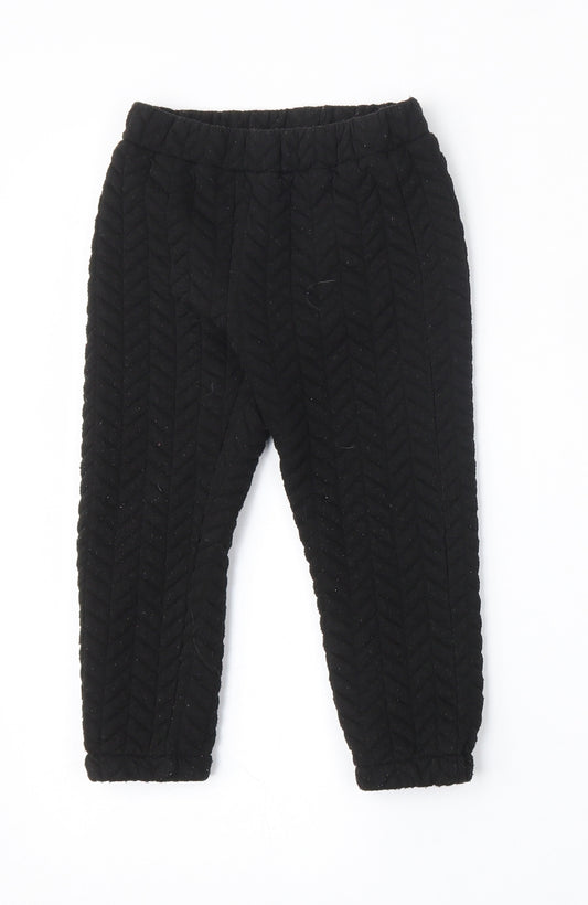 Matalan Girls Black  Polyester Jogger Trousers Size 2-3 Years  Regular