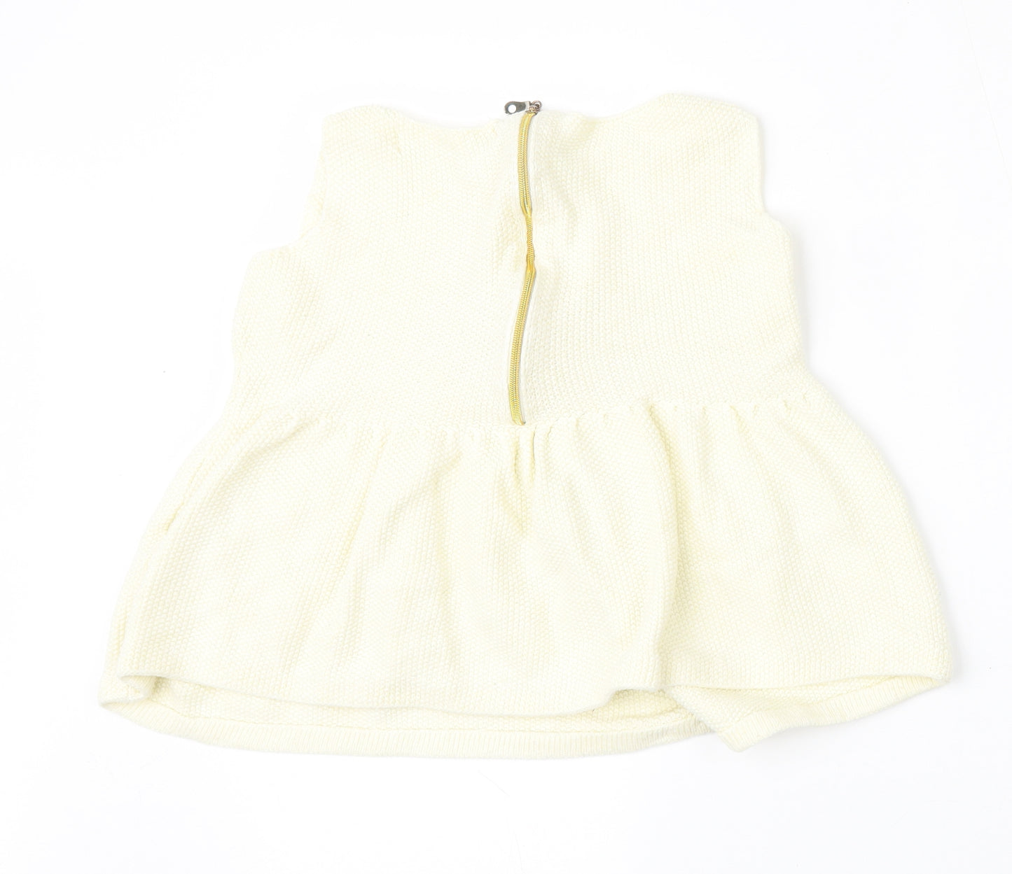 Zara Knit Womens Beige  Viscose Basic Blouse Size M Round Neck