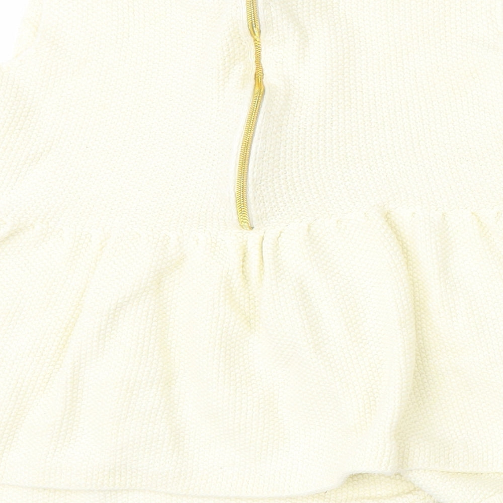Zara Knit Womens Beige  Viscose Basic Blouse Size M Round Neck