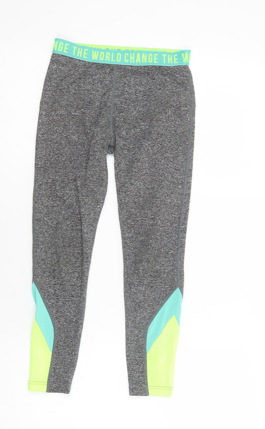 Dunnes Stores Girls Grey Colourblock Polyester Jogger Trousers Size 7-8 Years  Regular  - Leggings