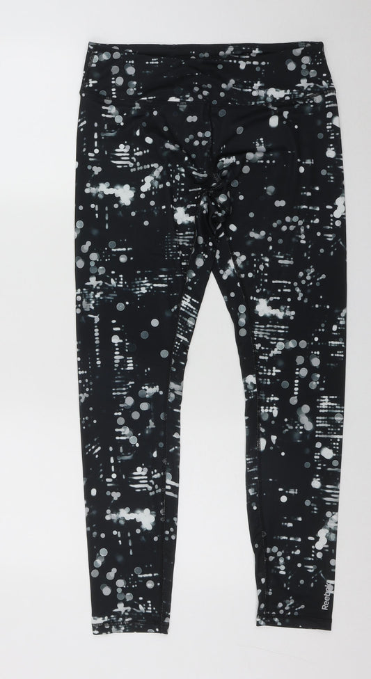 Reebok Womens Multicoloured Geometric Polyester Capri Leggings Size L L22 in Regular