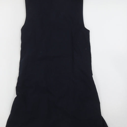 Marks and Spencer Girls Blue  Polyester Pinafore/Dungaree Dress  Size 9-10 Years  Scoop Neck Zip