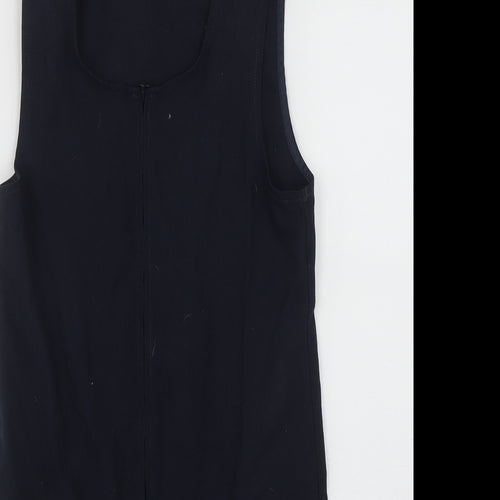 Marks and Spencer Girls Blue  Polyester Pinafore/Dungaree Dress  Size 9-10 Years  Scoop Neck Zip