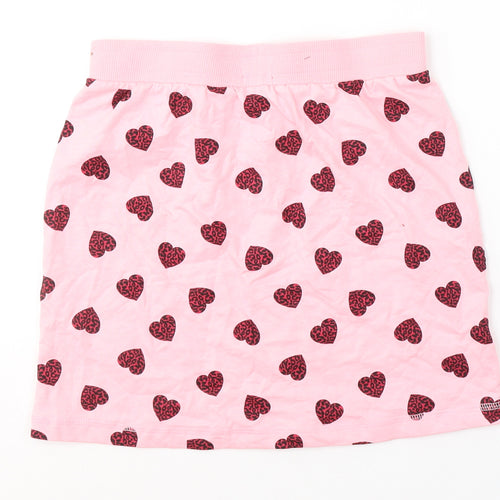 Studio Girls Pink Geometric Cotton Skater Skirt Size 10-11 Years  Regular Pull On - heart print