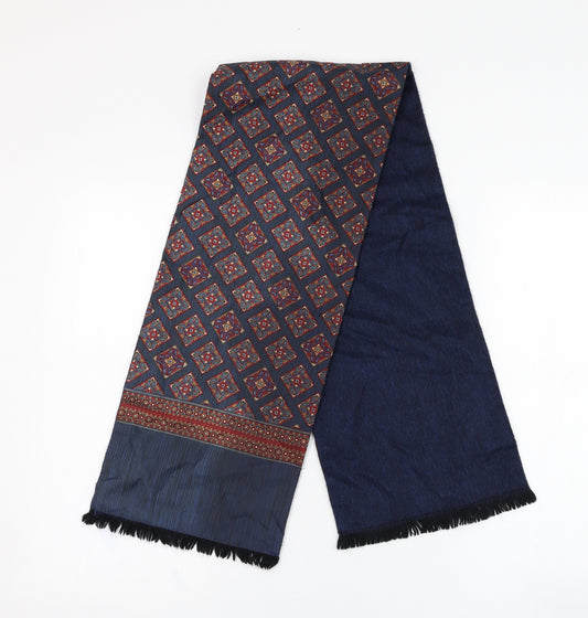 Marks and Spencer Mens Blue Geometric Wool Scarf  One Size