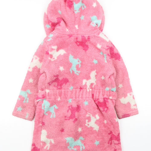 Dunnes Stores Girls Pink Geometric Polyester Kimono Gown Size 5-6 Years  Tie - Unicorn