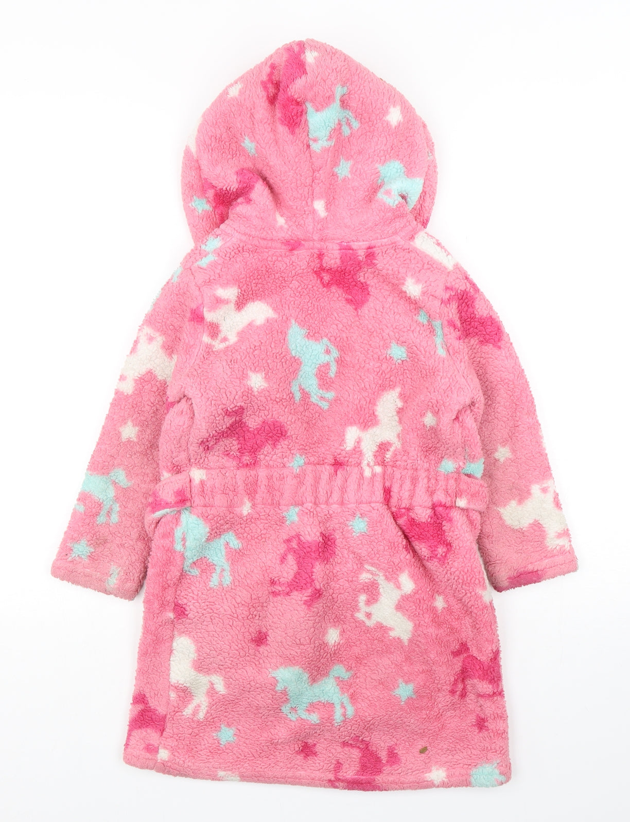 Dunnes Stores Girls Pink Geometric Polyester Kimono Gown Size 5-6 Years  Tie - Unicorn