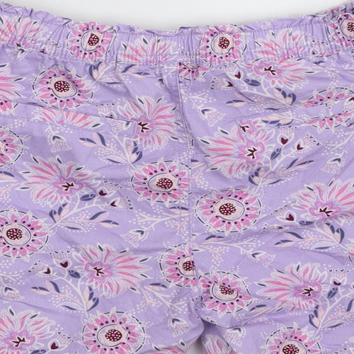 Gap Girls Purple Floral 100% Cotton Skimmer Shorts Size 12-13 Years  Regular Drawstring
