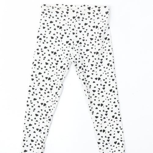 George Girls White Geometric Cotton Jogger Trousers Size 3-4 Years  Regular