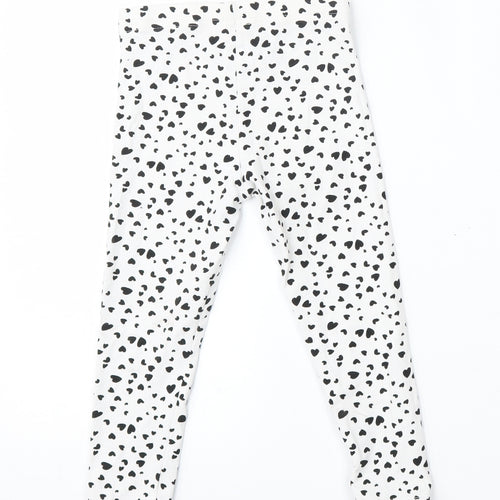 George Girls White Geometric Cotton Jogger Trousers Size 3-4 Years  Regular