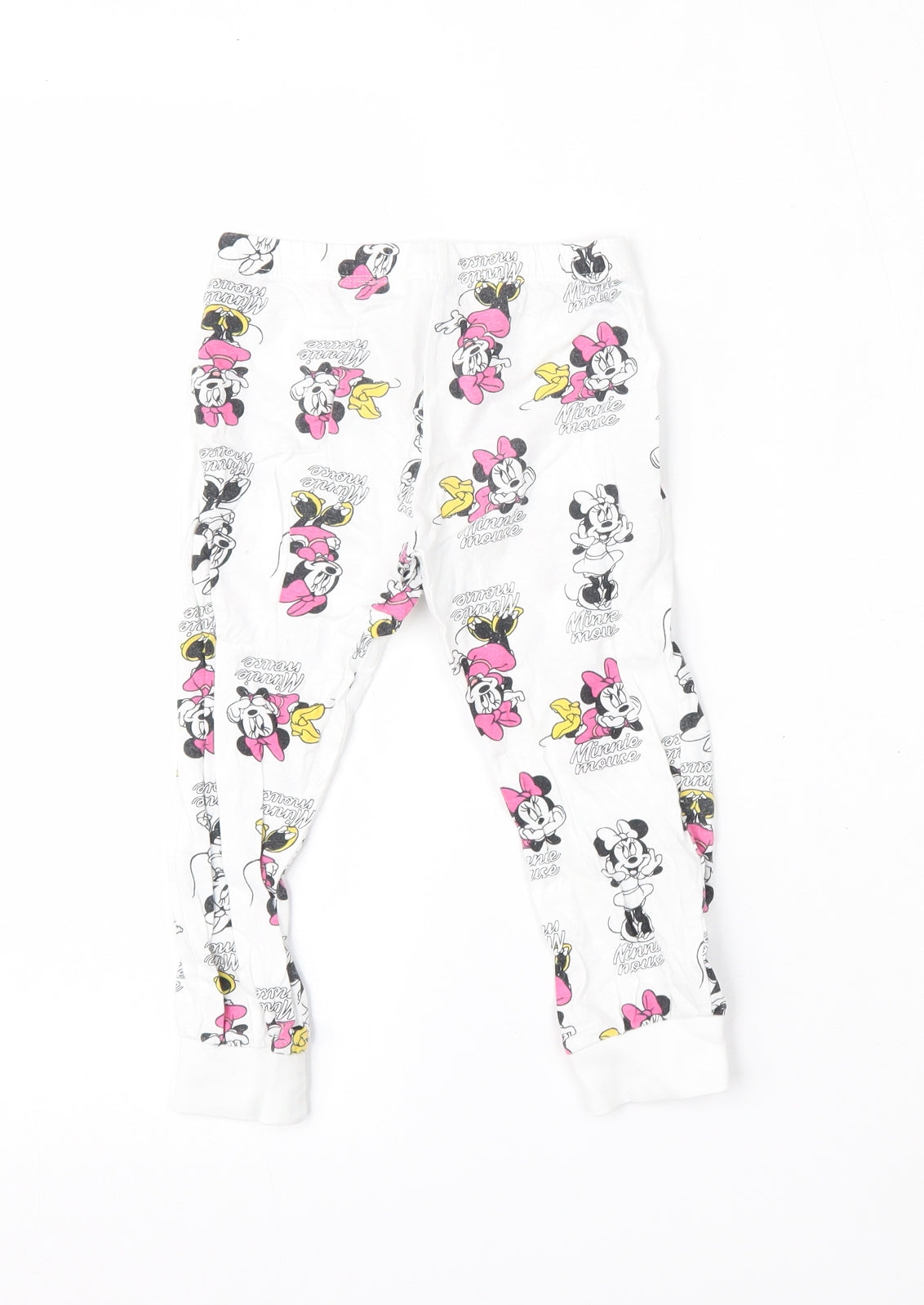 Disney Girls White Geometric Cotton Jogger Trousers Size 2-3 Years  Regular  - Minnie Mouse