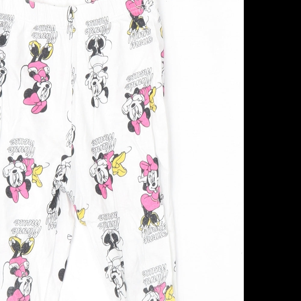 Disney Girls White Geometric Cotton Jogger Trousers Size 2-3 Years  Regular  - Minnie Mouse