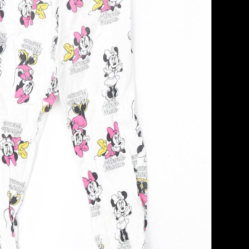 Disney Girls White Geometric Cotton Jogger Trousers Size 2-3 Years  Regular  - Minnie Mouse