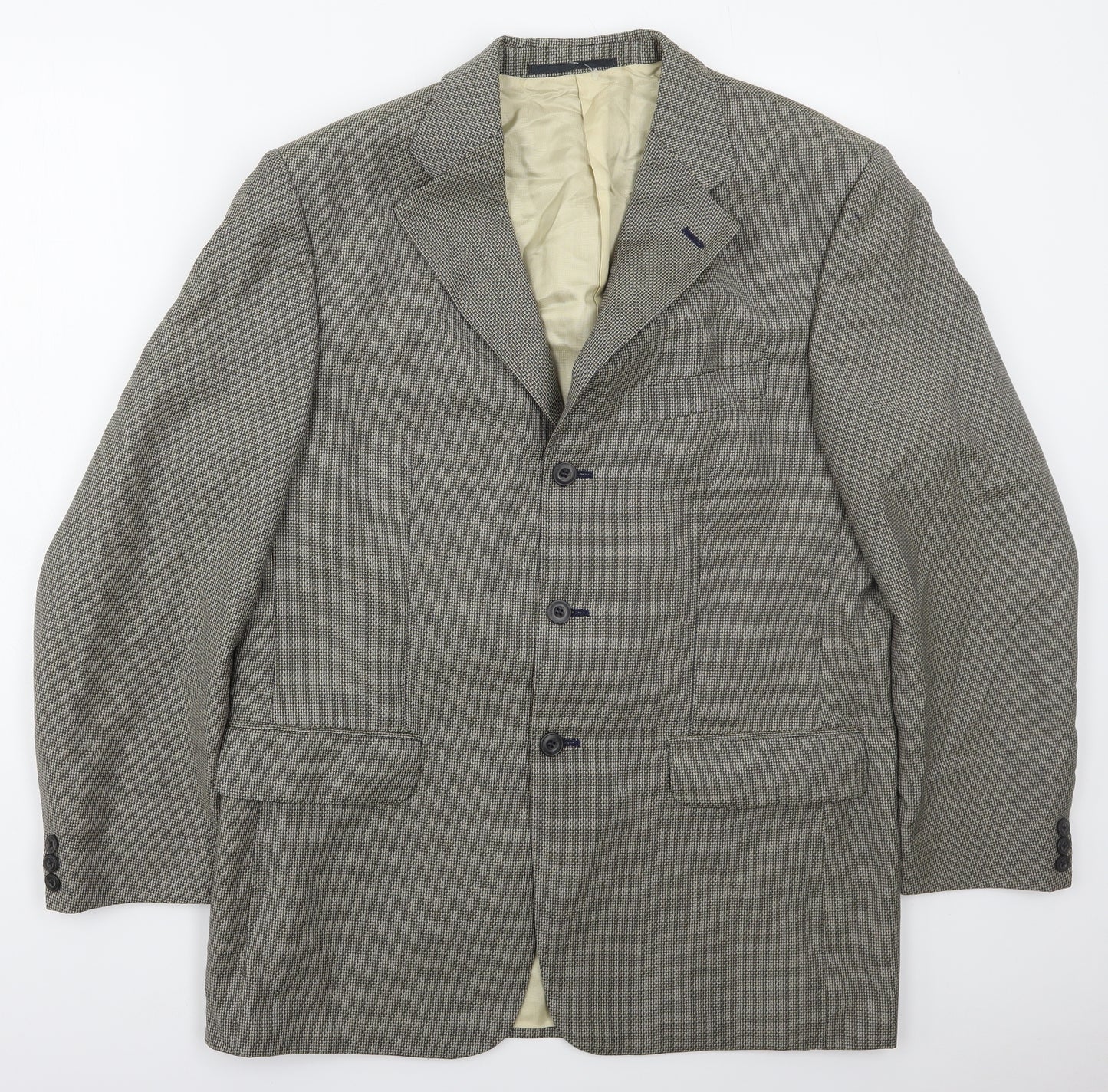 Douglas Mens Beige Houndstooth Wool Jacket Suit Jacket Size 40