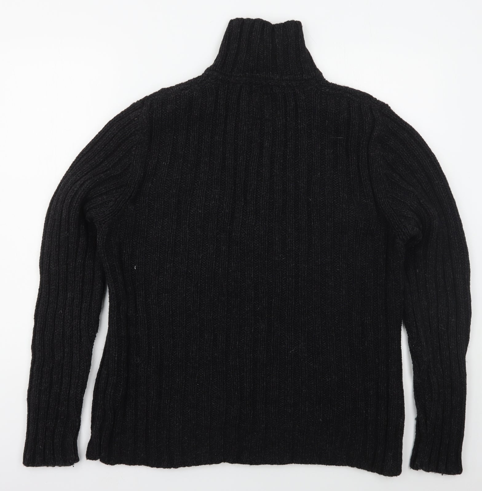 RIU Mens Black High Neck Wool Pullover Jumper Size L – Preworn Ltd