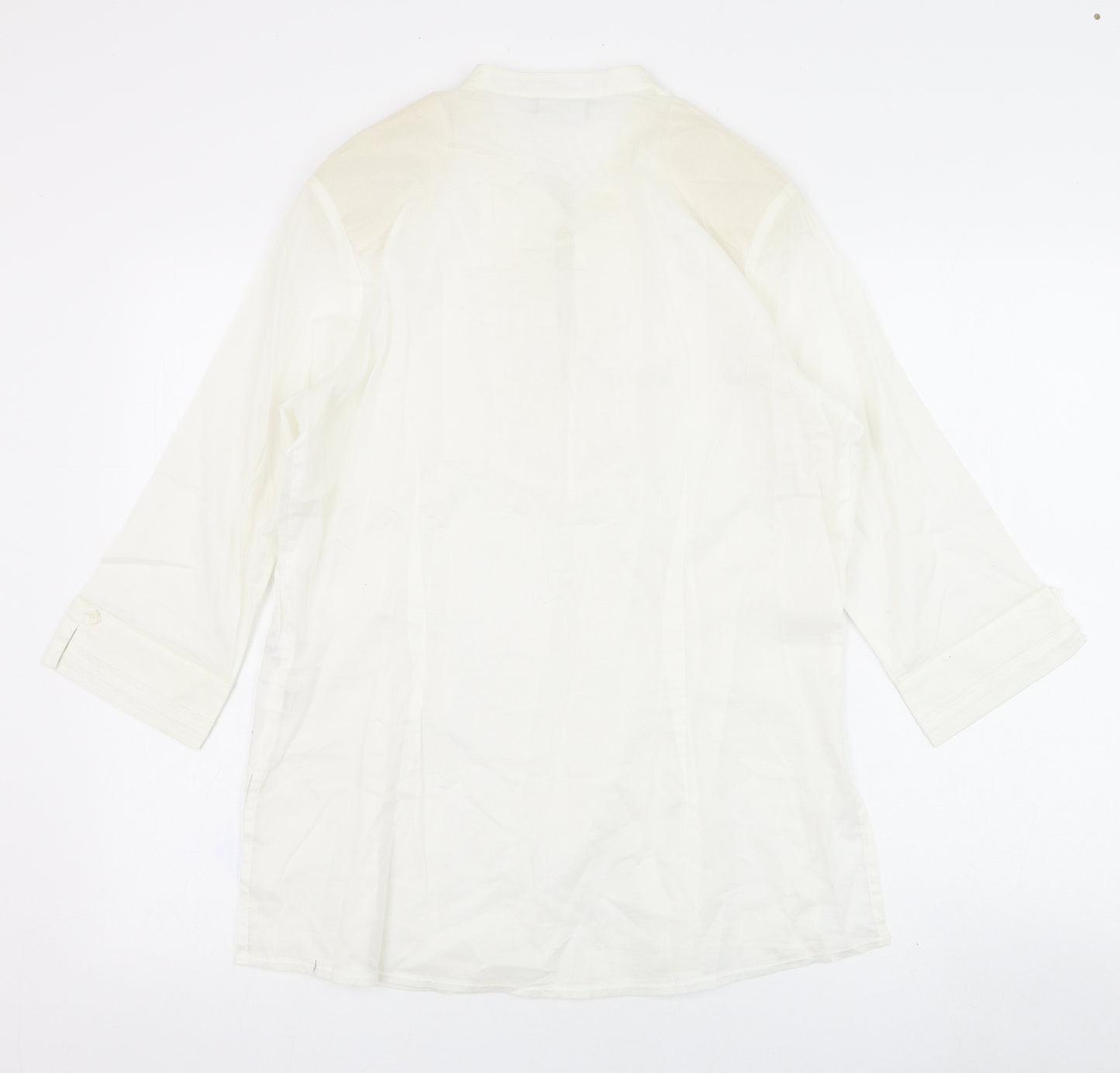 Gelco Womens Ivory  Cotton Basic Blouse Size 10 V-Neck