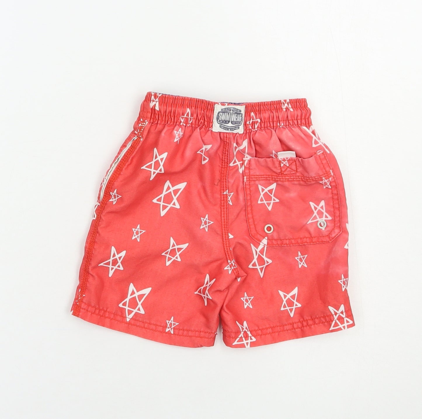 NEXT Boys Red Geometric  Bermuda Shorts Size 2-3 Years  Regular Drawstring - Star Print