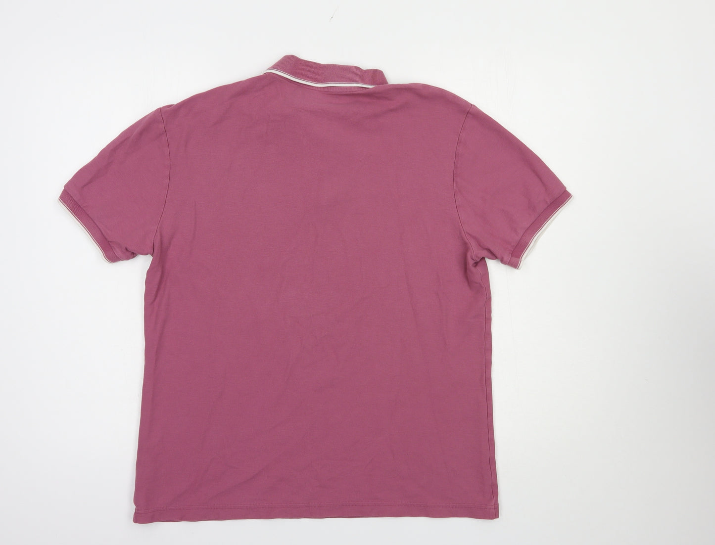 Marks and Spencer Mens Pink  Cotton  Polo Size M Collared Button