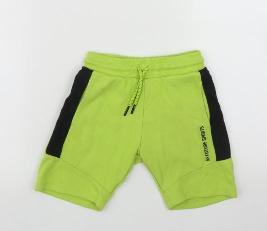 F&F Boys Green  Cotton Sweat Shorts Size 5-6 Years  Regular Drawstring