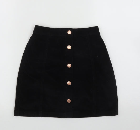 Geroge Girls Black  Cotton A-Line Skirt Size 10-11 Years  Regular Button